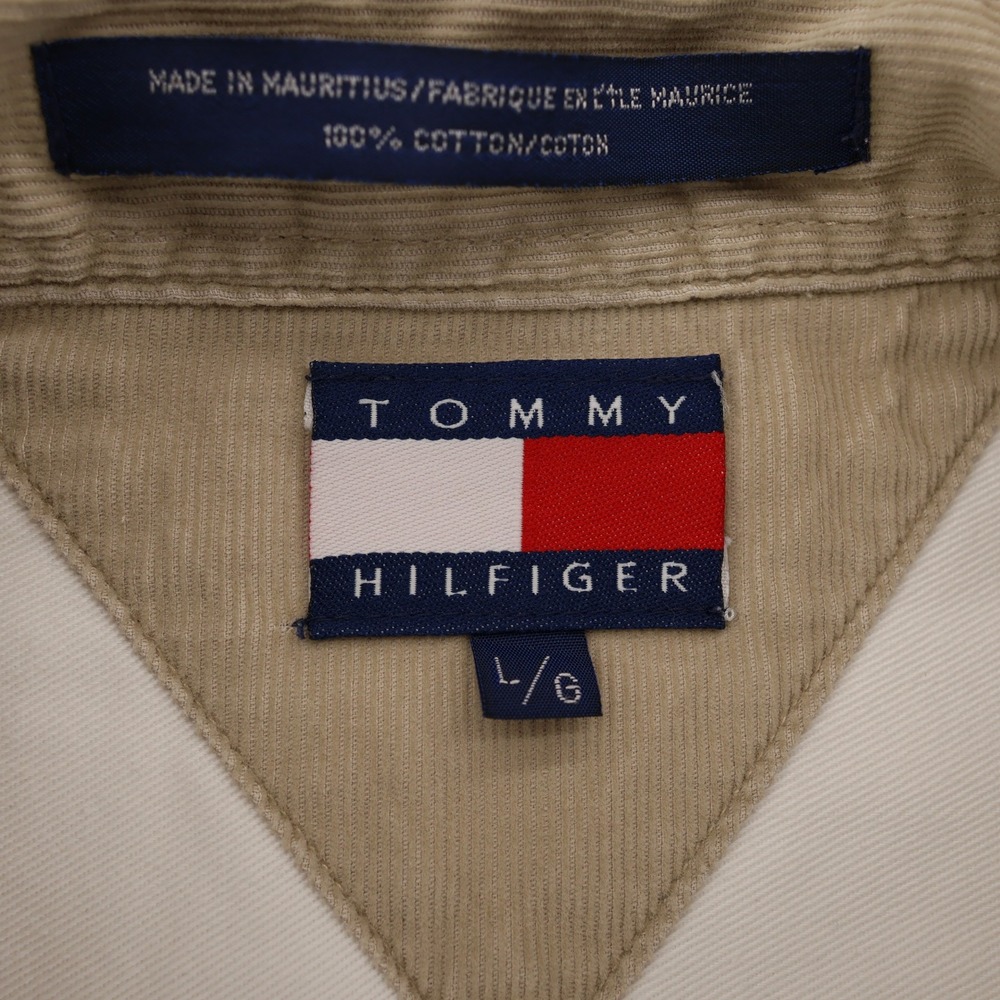 Tommy Hilfiger Mens Heavy Twill Button Down Shirt Cream Corduroy Collar Large - Picture 9 of 11